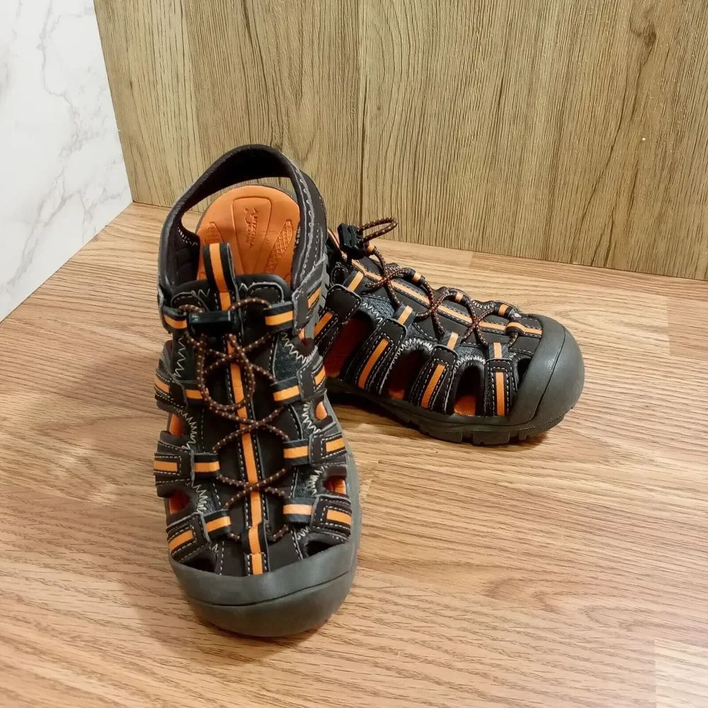 Arizona Jeans Co. Boys Sz 1 EU 32 Slingback Sandal Shoe Sneaker Closed Toe Brown